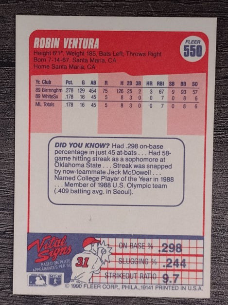 1990 Fleer #550 Robin Ventura