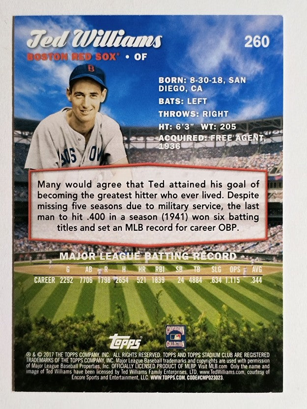 2017 Stadium Club #260 Ted Williams