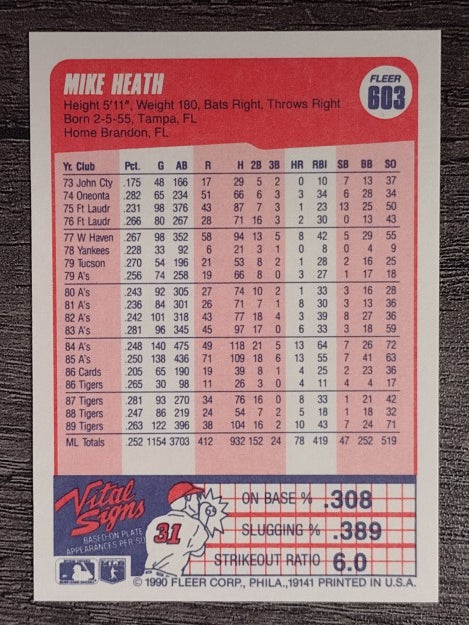 1990 Fleer #603 Mike Heath