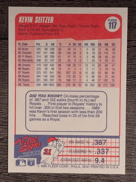 1990 Fleer #117 Kevin Seitzer