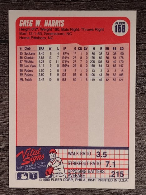 1990 Fleer #158 Greg W. Harris