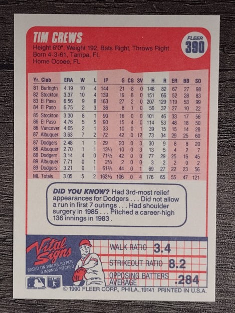 1990 Fleer #390 Tim Crews