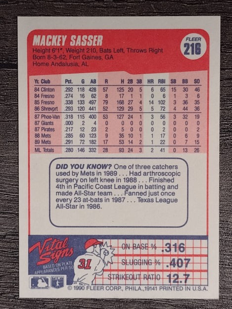 1990 Fleer #216 Mackey Sasser