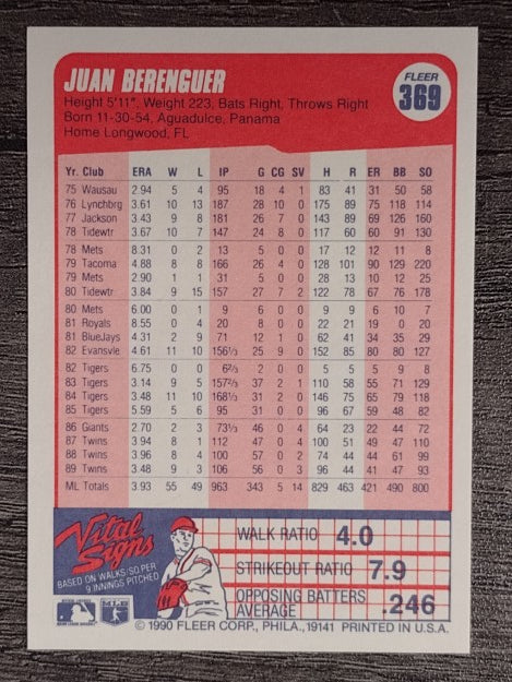 1990 Fleer #369 Juan Berenguer