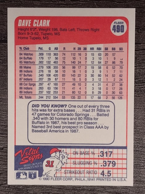 1990 Fleer #490 Dave Clark