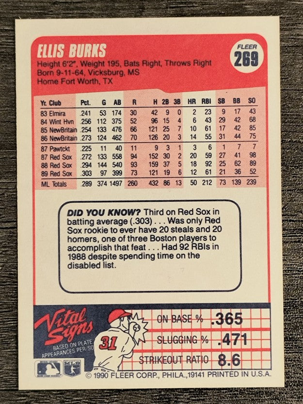 1990 Fleer #269 Ellis Burks