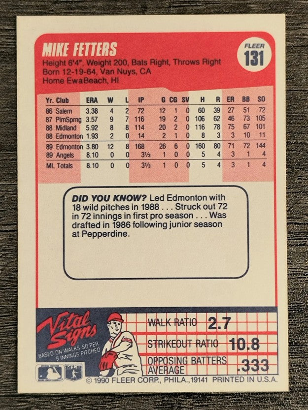 1990 Fleer #131 Mike Fetters RC