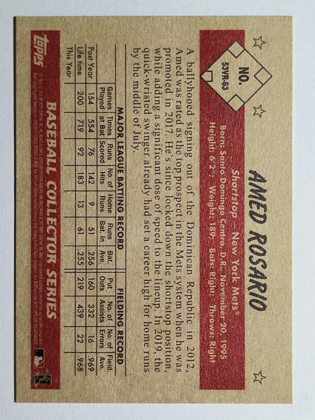 2019 Bowman Heritage #53VR63 Amed Rosario