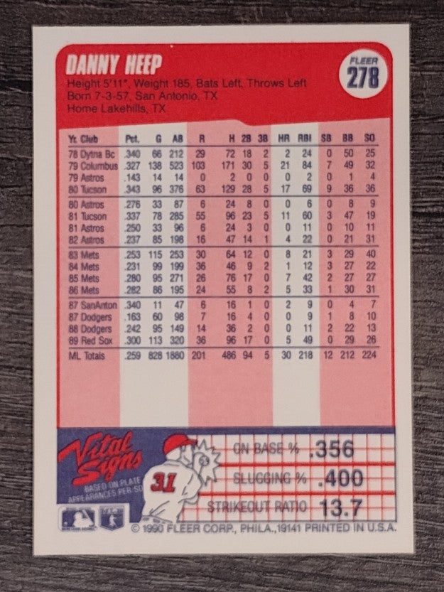 1990 Fleer #278 Danny Heep