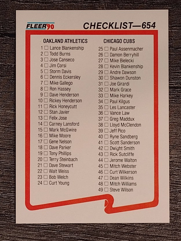 1990 Fleer #654 CL: A's/Cubs/Giants/Blue Jays