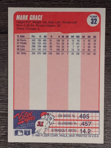 1990 Fleer #32 Mark Grace