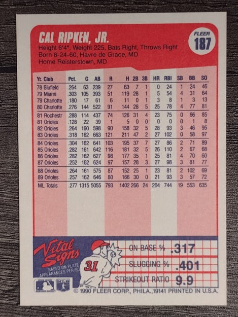 1990 Fleer #187 Cal Ripken
