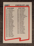 1990 Fleer #660B CL: Braves/Tigers/Specials/Checklist-660 in normal print