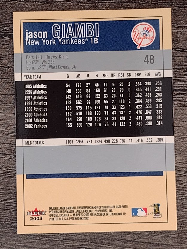 2003 Fleer Patchworks #48 Jason Giambi
