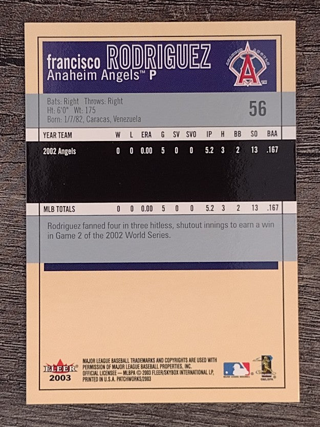 2003 Fleer Patchworks #56 Francisco Rodriguez