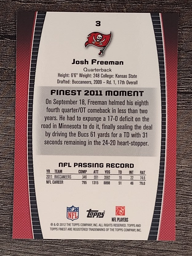 2012 Finest #3 Josh Freeman