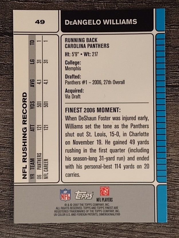 2007 Finest #49 DeAngelo Williams
