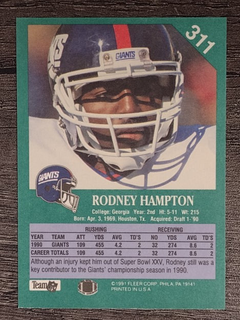 1991 Fleer #311 Rodney Hampton