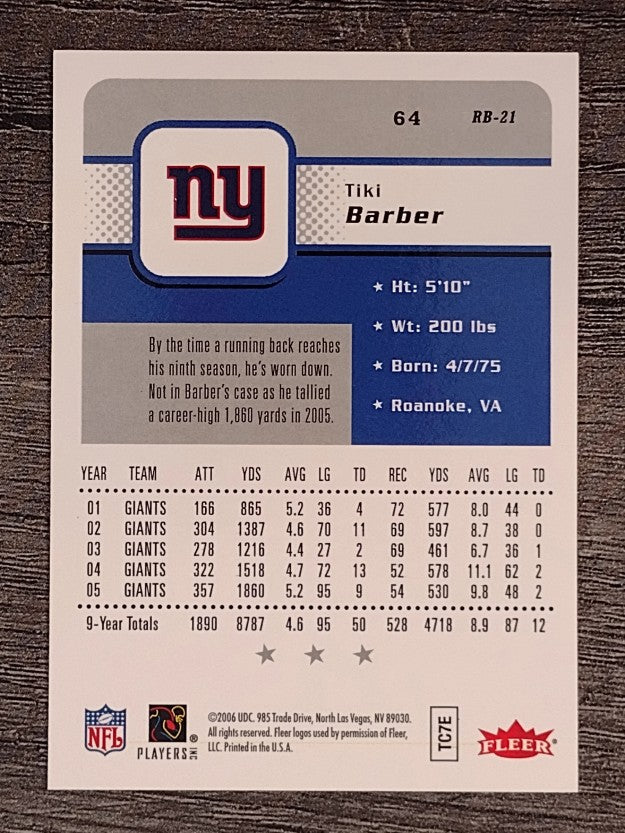 2006 Fleer #64 Tiki Barber