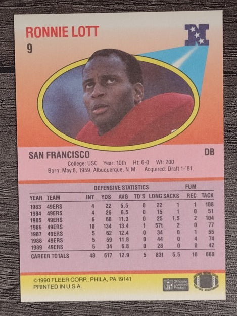1990 Fleer #9 Ronnie Lott