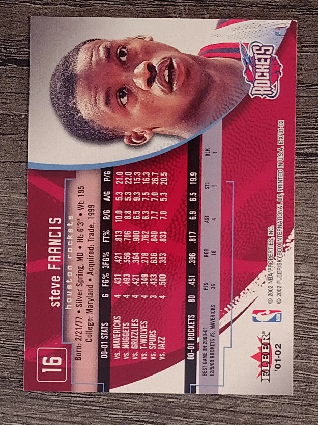 2001-02 E-X #16 Steve Francis
