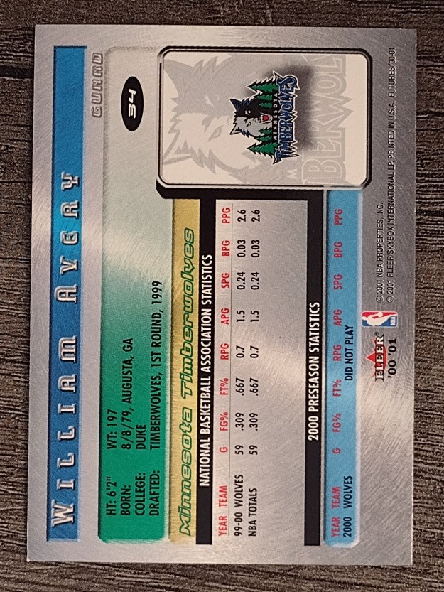 2000-01 Fleer Futures #34 William Avery
