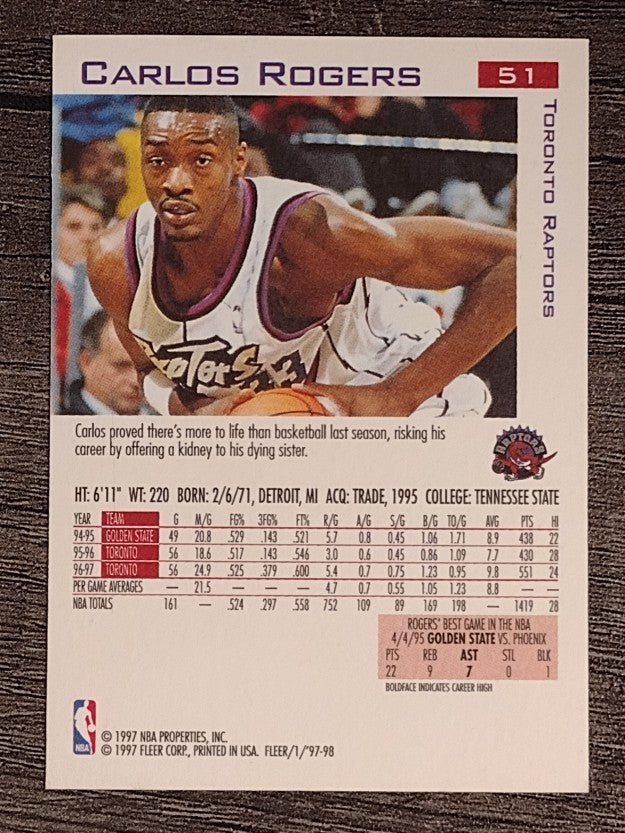 1997-98 Fleer #51 Carlos Rogers
