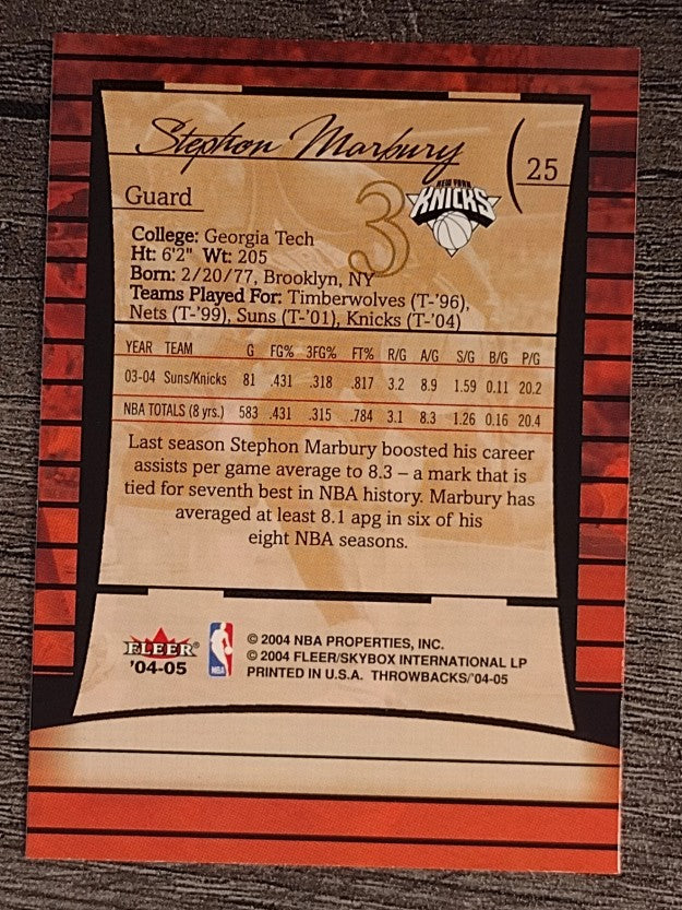2004-05 Fleer Throwbacks #25 Stephon Marbury
