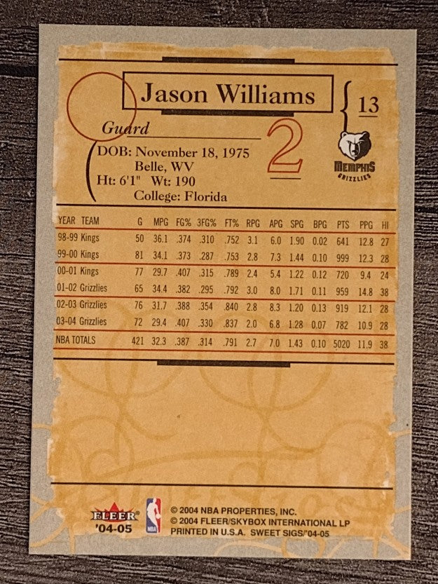 2004-05 Fleer Sweet Sigs #13 Jason Williams