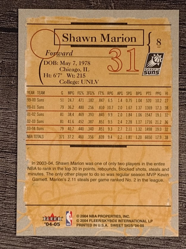 2004-05 Fleer Sweet Sigs #8 Shawn Marion