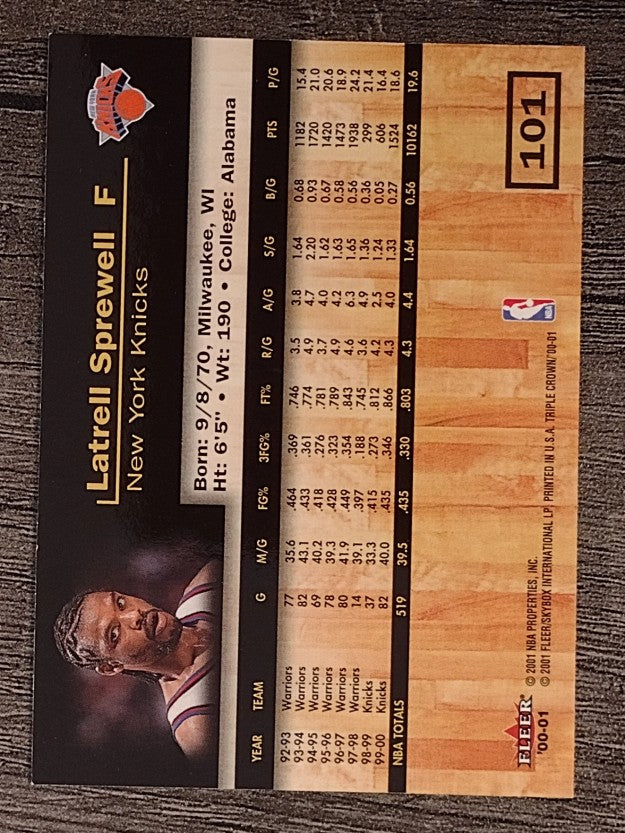 2000-01 Fleer Triple Crown #101 Latrell Sprewell