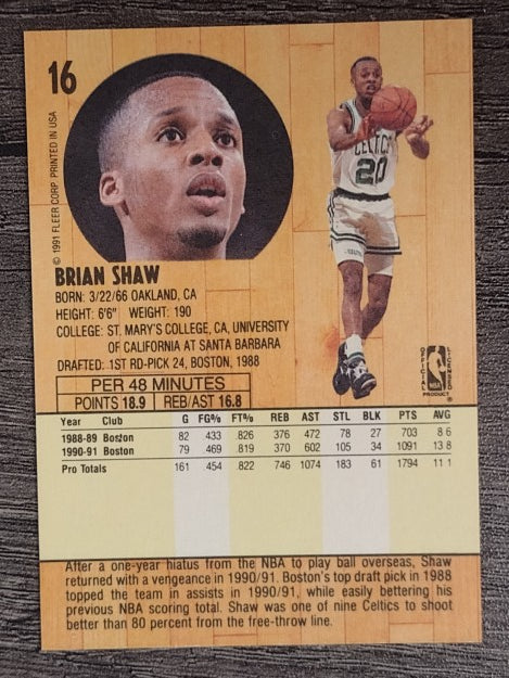 1991-92 Fleer #16 Brian Shaw