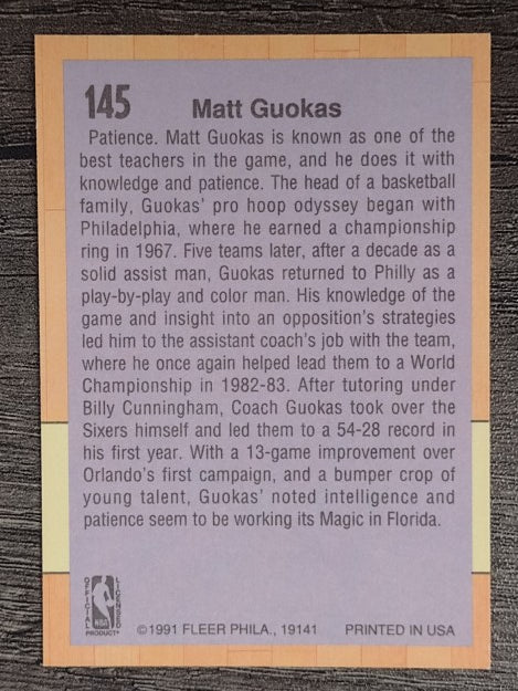 1991-92 Fleer #145 Matt Guokas CO