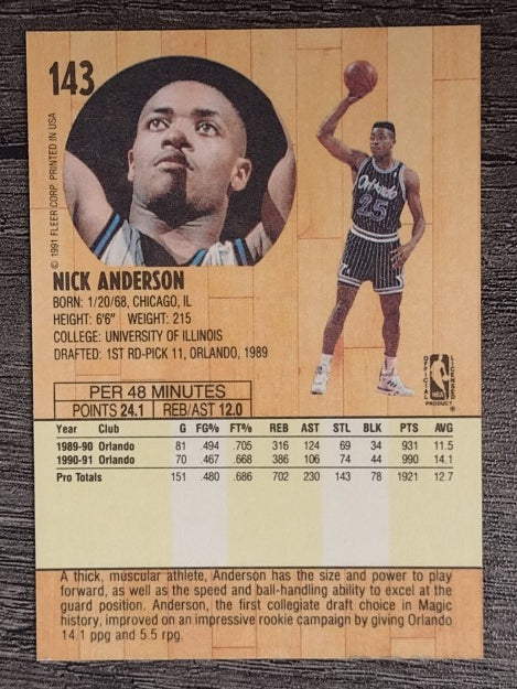 1991-92 Fleer #143 Nick Anderson