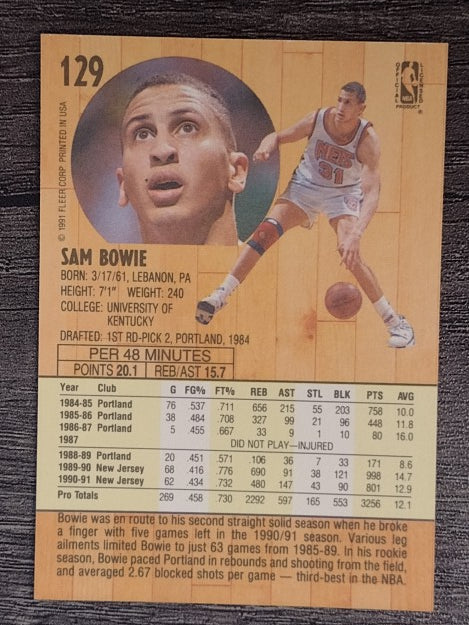 1991-92 Fleer #129 Sam Bowie