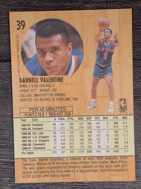 1991-92 Fleer #39 Darnell Valentine