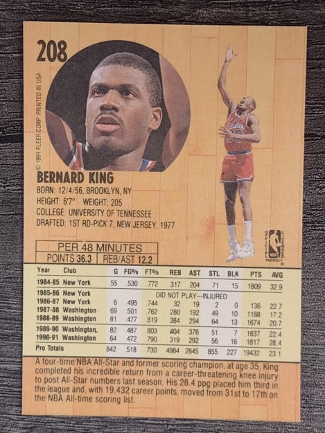 1991-92 Fleer #208 Bernard King