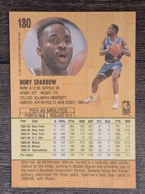 1991-92 Fleer #180 Rory Sparrow