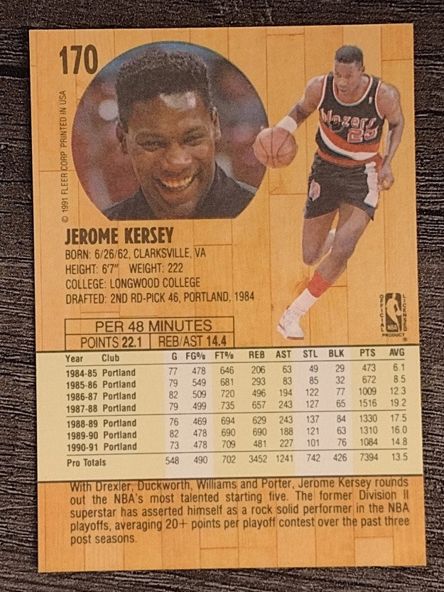 1991-92 Fleer #170 Jerome Kersey