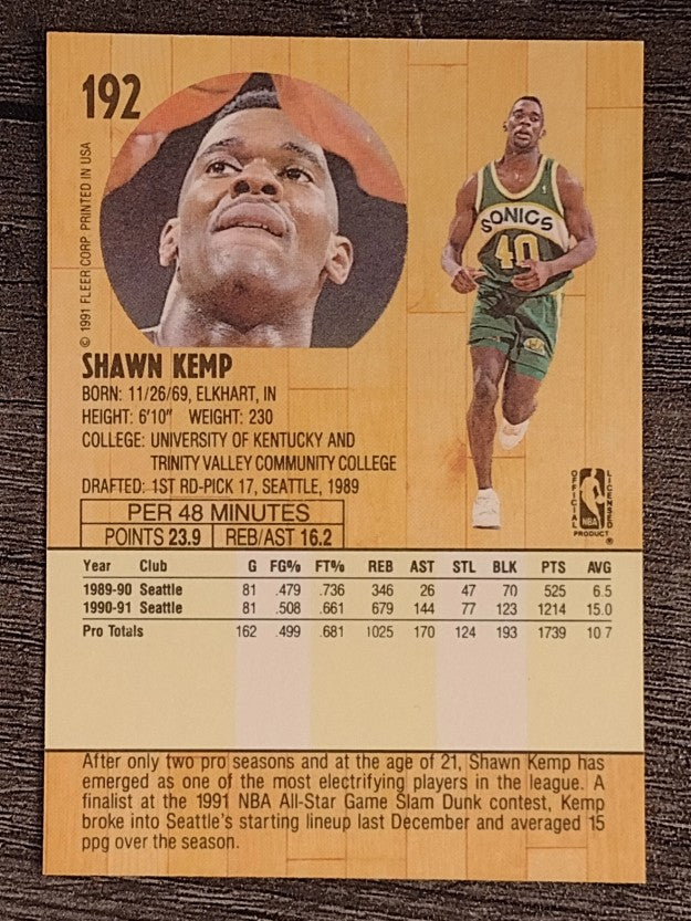 1991-92 Fleer #192 Shawn Kemp