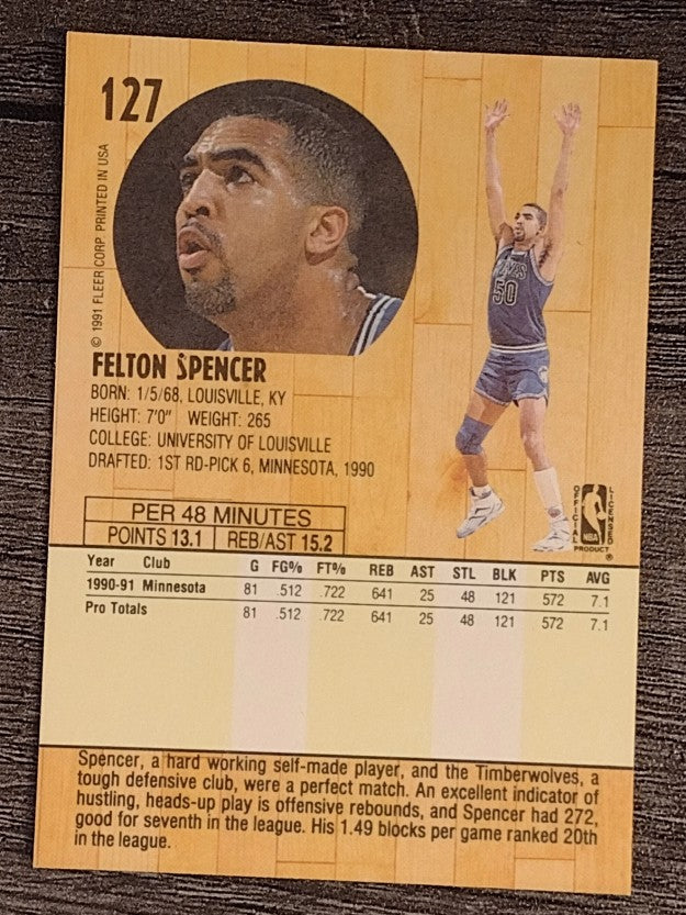 1991-92 Fleer #127 Felton Spencer