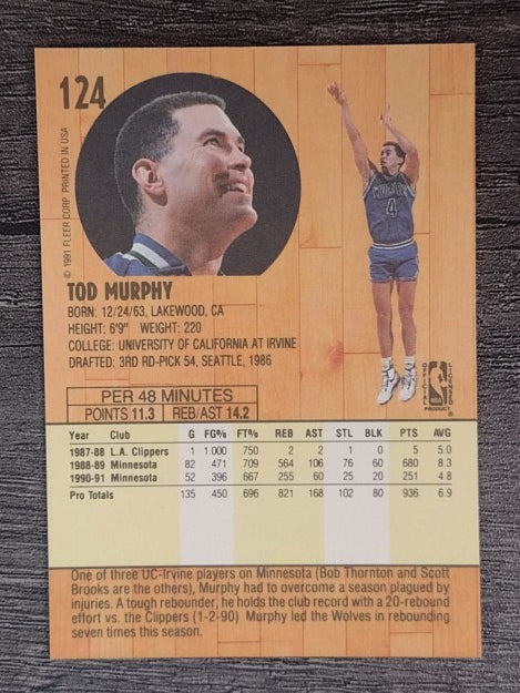 1991-92 Fleer #124 Tod Murphy