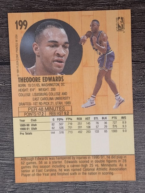 1991-92 Fleer #199 Blue Edwards