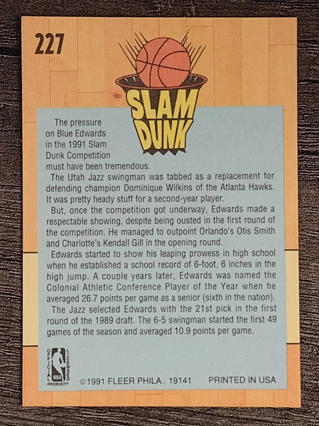1991-92 Fleer #227 Blue Edwards SD