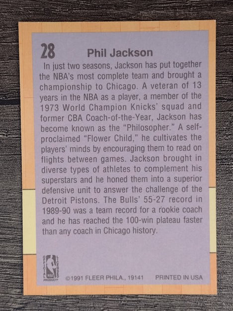 1991-92 Fleer #28 Phil Jackson CO
