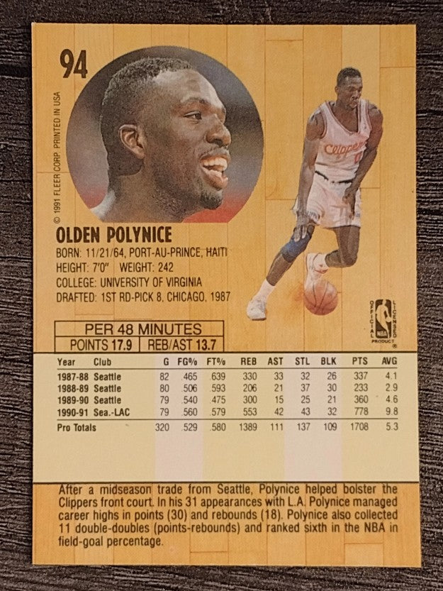 1991-92 Fleer #94 Olden Polynice