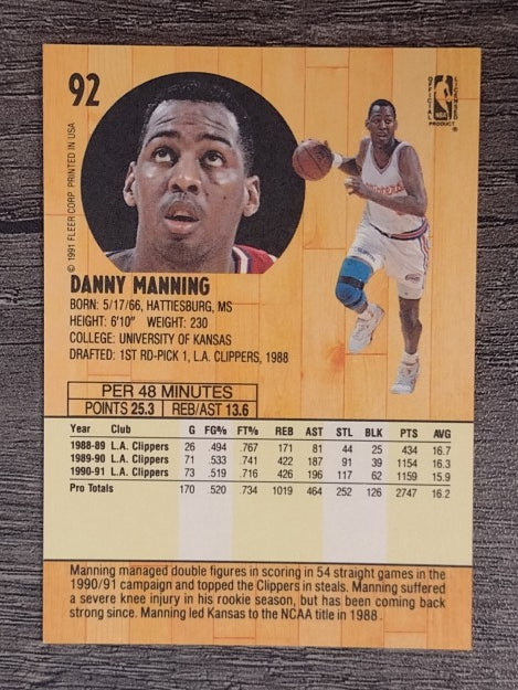 1991-92 Fleer #92 Danny Manning
