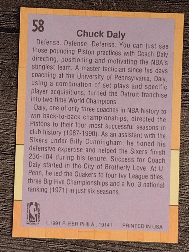 1991-92 Fleer #58 Chuck Daly CO