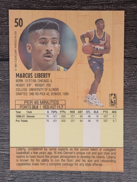 1991-92 Fleer #50 Marcus Liberty