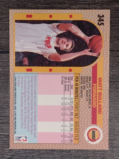1992-93 Fleer #345 Matt Bullard